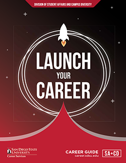 career guide cover with rocket ship, "launch your career"