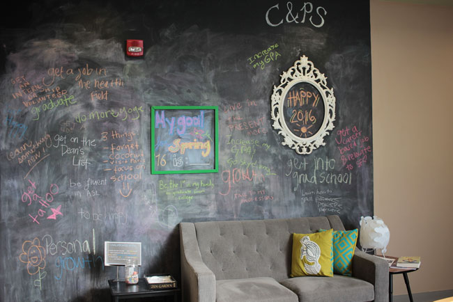 photo of the Center for Well Being blackboard