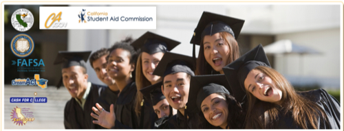 Photo of students in cap and gown: California Student Aid Commission middle class scholarship