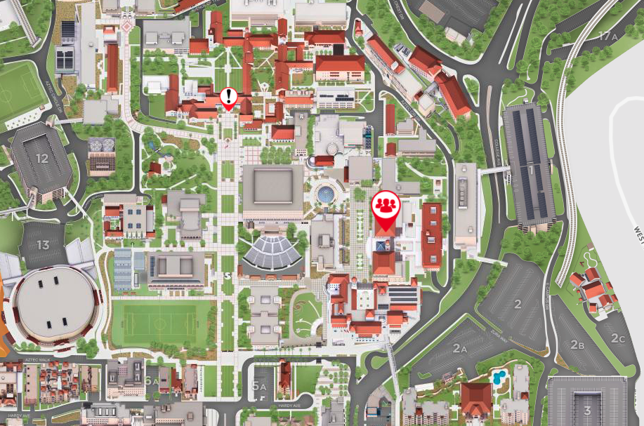 campus map showing location of student services west
