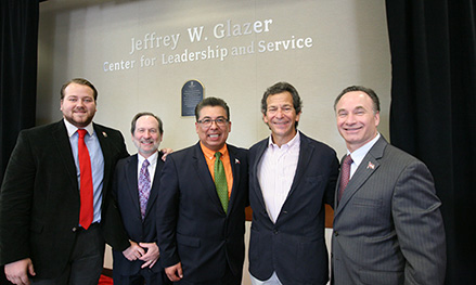 L-R: J Cole, Geoff Chase, Eric Rivera, Jeff Glazer, Pres Elliot Hirshman