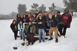 A grtoup of students in the snow