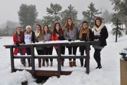 A grtoup of students in the snow