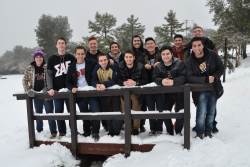 A grtoup of students in the snow