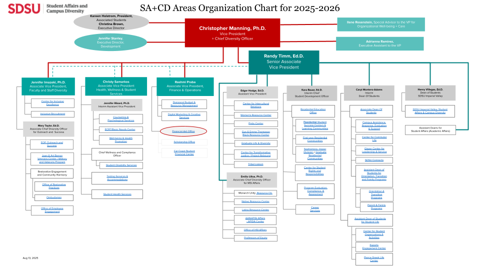vp 2025 Areas org chart - see pdf link below for full chart