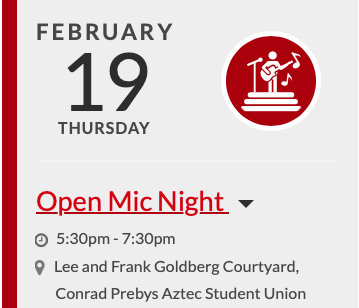 Open Mic Night, Feb. 19: 5:30-7:30 p.m. in the Union