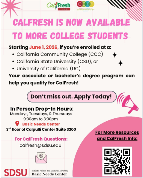 CalFresh is Now Available to More Students starting Jun 1 - see details, right, for more info CalFresh is Now Available to More Students starting Jun 1 - see details, right, for more info