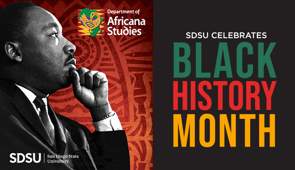 black background with white, red, yellow and green text that says "black history month"