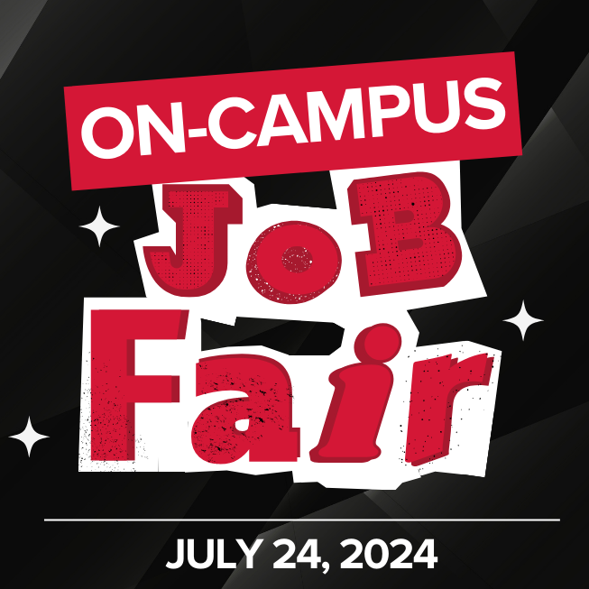 black background with red letter clippings that says "Job Fair" For more event information, please visit https://tockify.com/sdsu.students/detail/33/1721847600000?startms=1719817200000