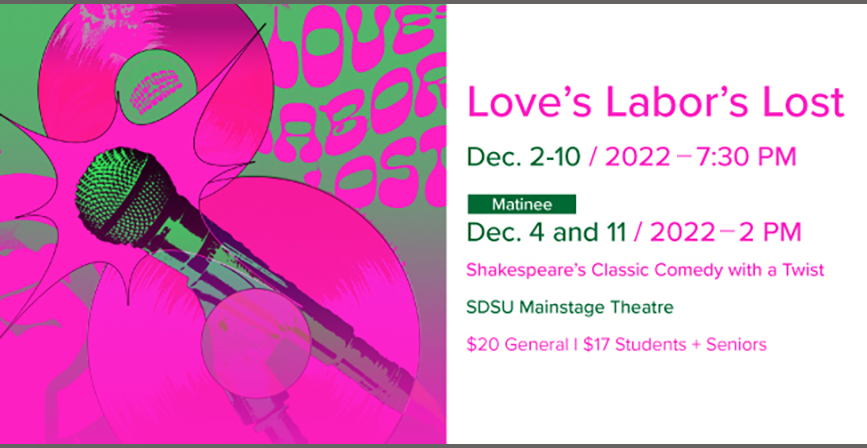 ‘LOVE’S LABOR LOST’ — SHAKESPEARE -dec 2-10 and 4-11 see below for details