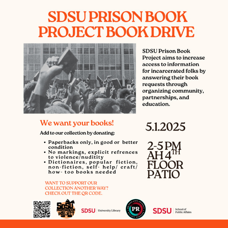 SDSU Prison book project book drive