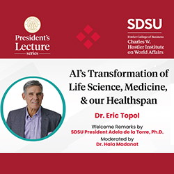 graphic of presiden'ts lecture with photo of dr eric topol