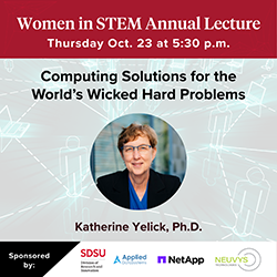 Women in stem graphic w/photo of Katherine Yellick