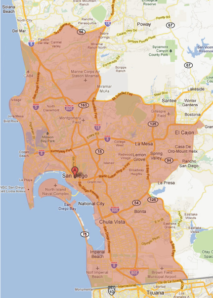 service area map for san diego