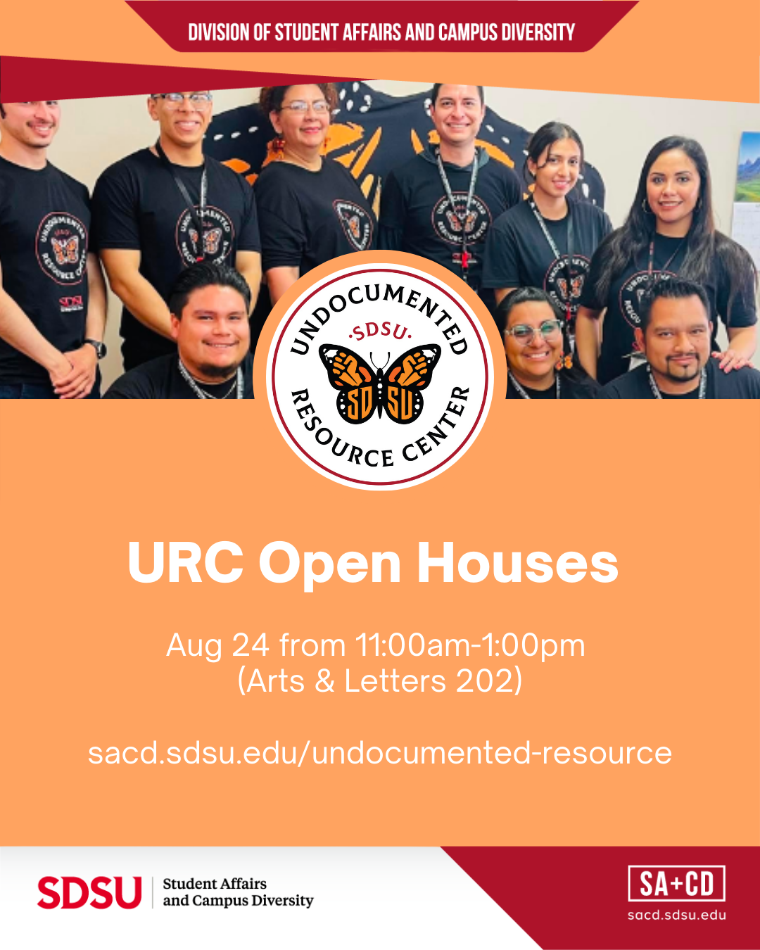 Undocumented Resource Center Open House Aug 24, 11am-1p at Arts & Letters 202