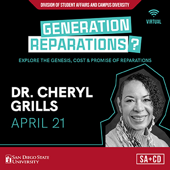 reparations event april 21 speaker Dr Cheryl Grills see below
