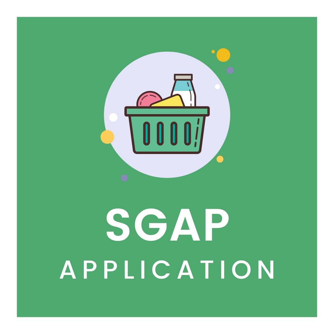 image of a small cart with groceries and the words SGAP Application