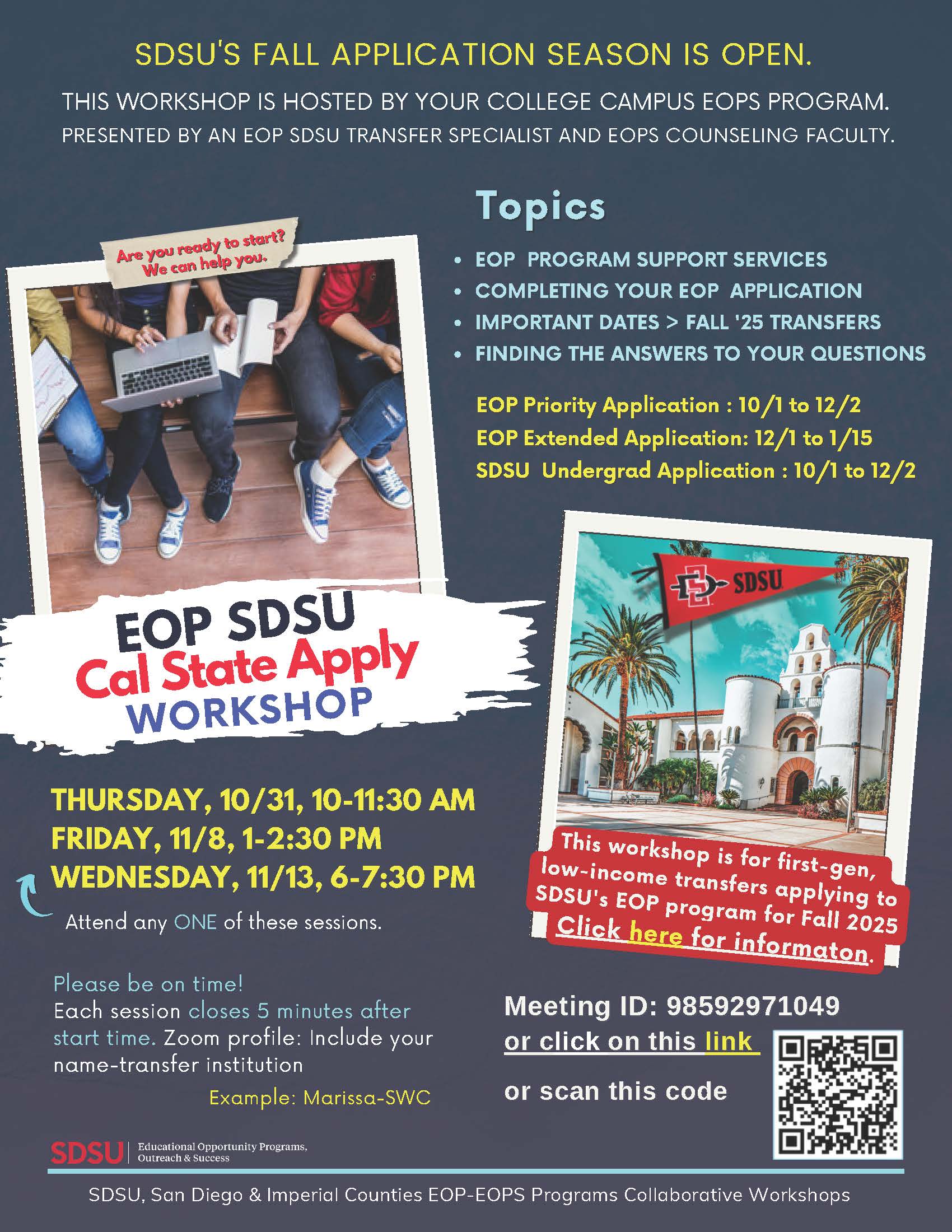 List of EOP application workshops