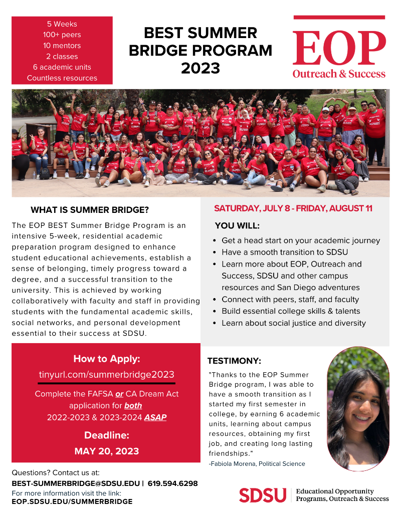 Summer Bridge | Student Affairs and Campus Diversity | SDSU