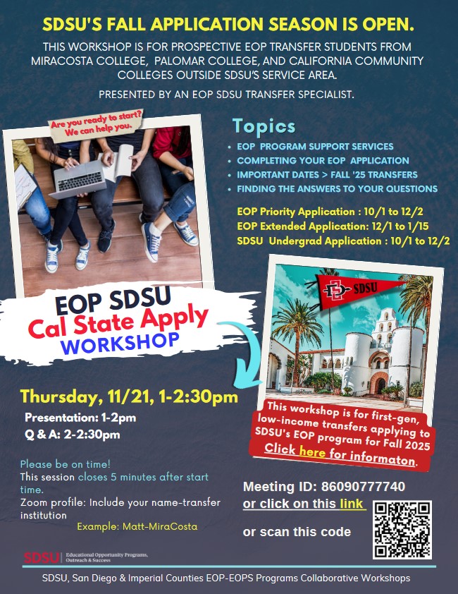 Fall 2024 Non-local EOP workshops flyer