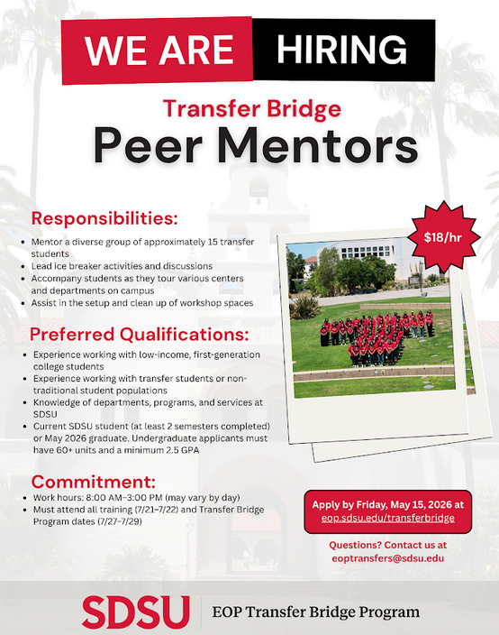 Transfer Bridge Mentor Hiring Flyer