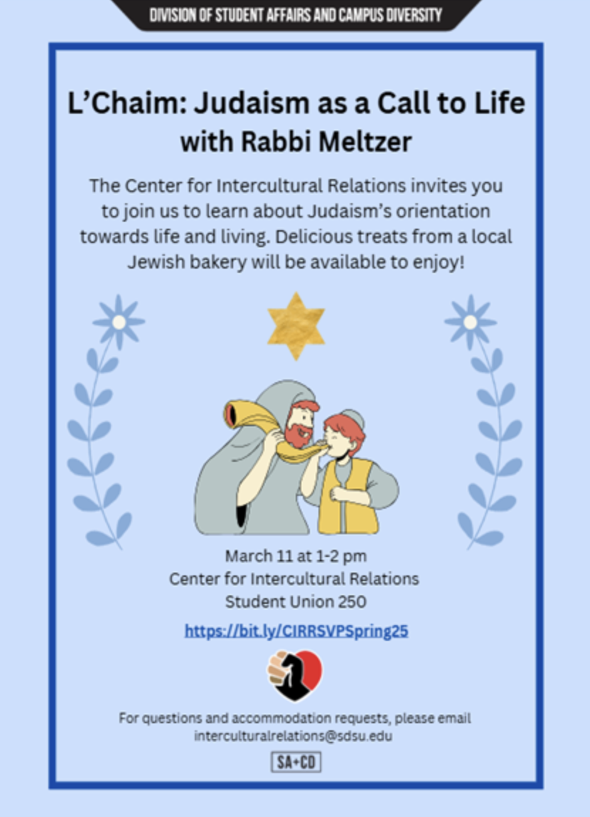 Flyer for L'Chaim: Judaism as a Call to Live with Rabbi Meltzer