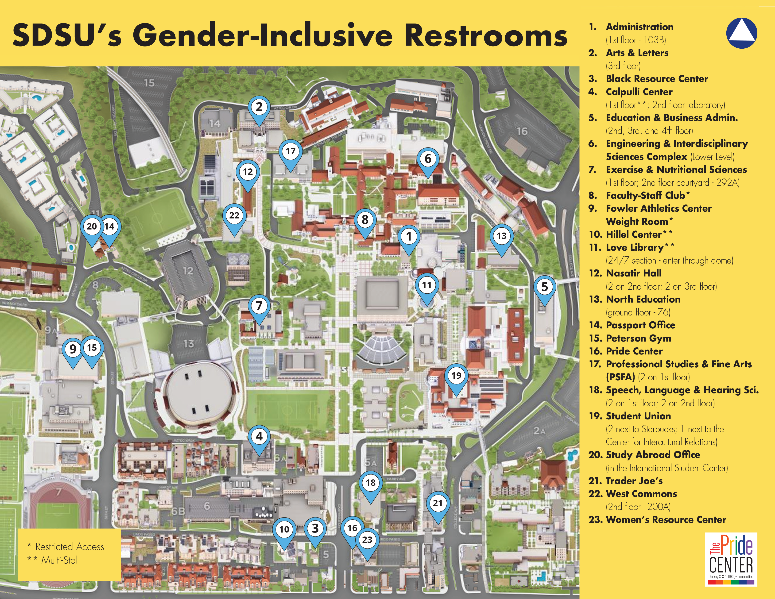 Gender Neutral Restroom Map - click on interactive map link  above for details