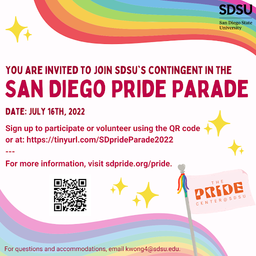 San Diego Pride Parade July 16 2022 - click to sign up to participate or volunteer
