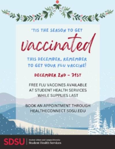 Free flu shots from December 2nd to December 31st by appointment in HealtheConnect