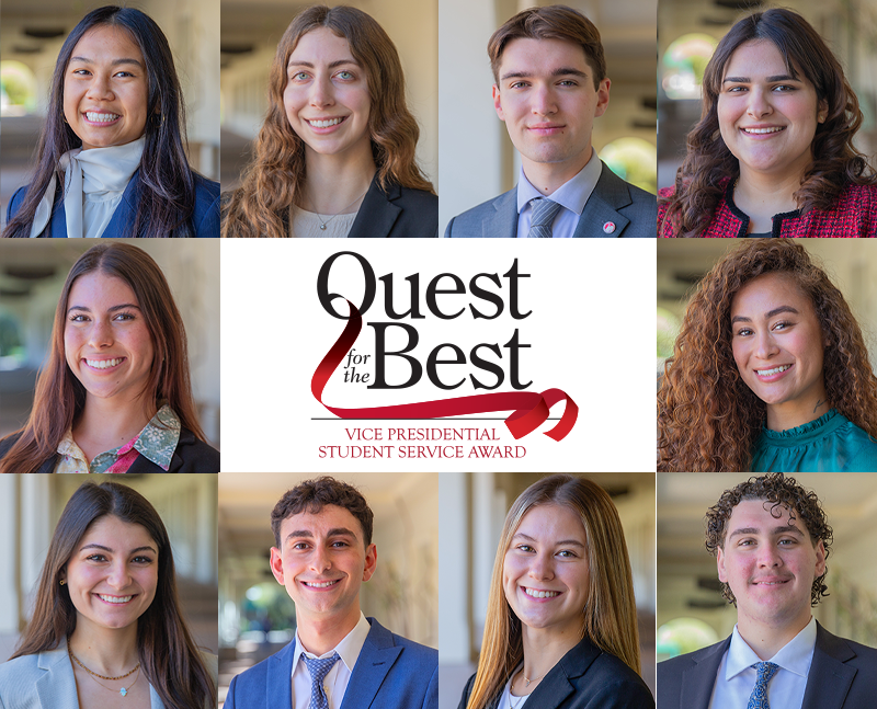 grid with individual photos of the quest winners with logo in the center