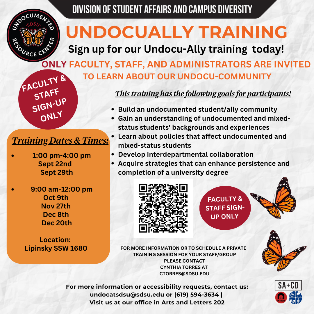 Faculty Staff UndocuAlly training flyer